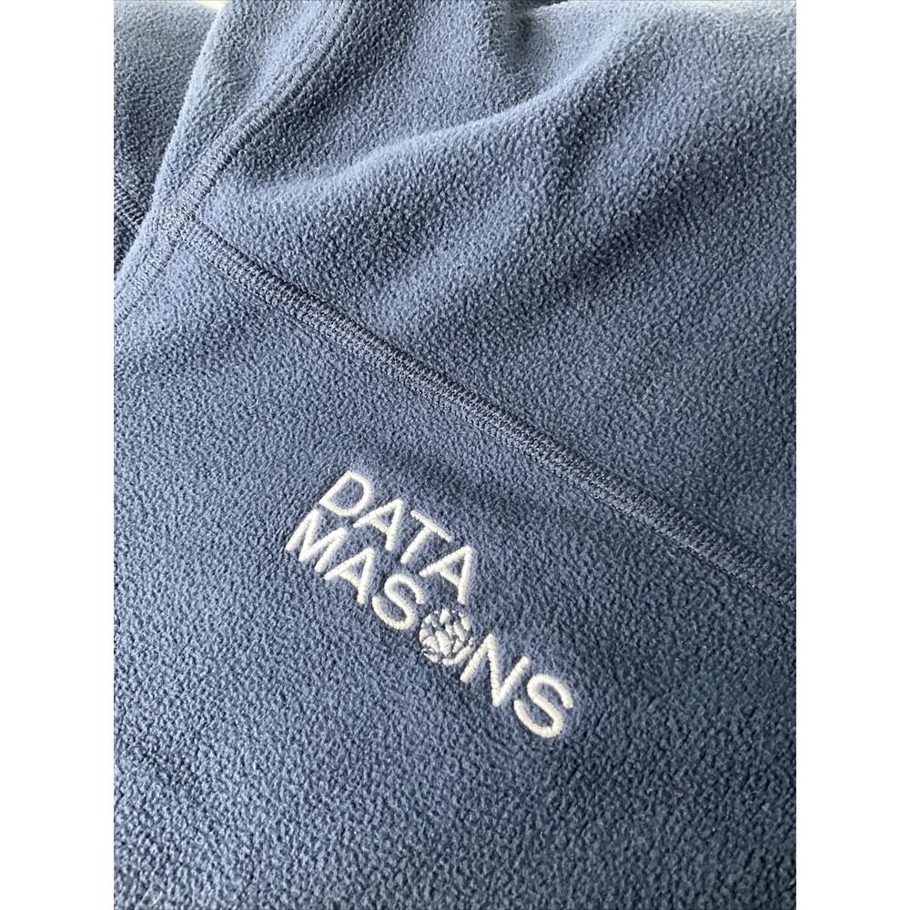 Patagonia 1/4 Zip Pullover Fleece Sweater Mens Sz L Navy Blue Data Masons Logo - Picture 3 of 8
